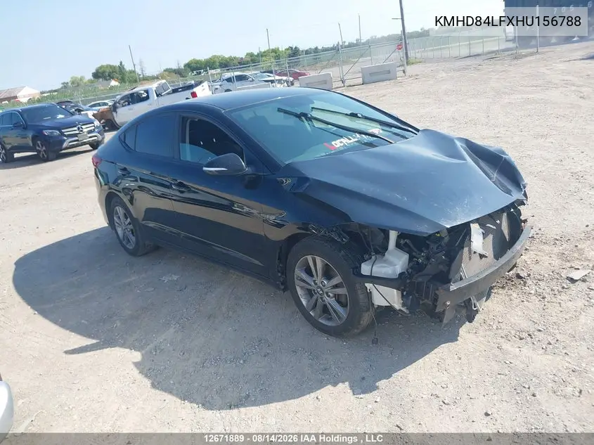 HYUNDAI ELANTRA 2017, VIN KMHD84LFXHU156788