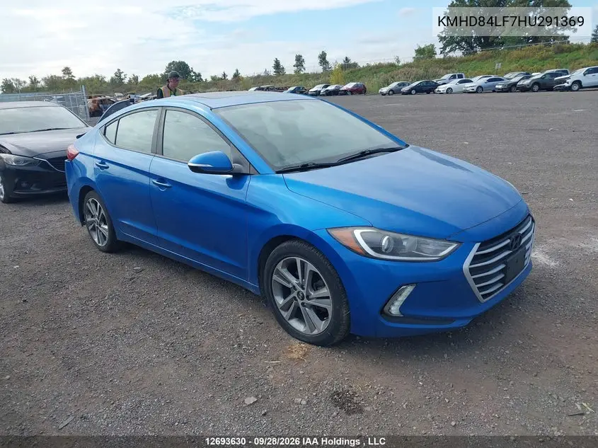 HYUNDAI ELANTRA 2017, VIN KMHD84LF7HU291369