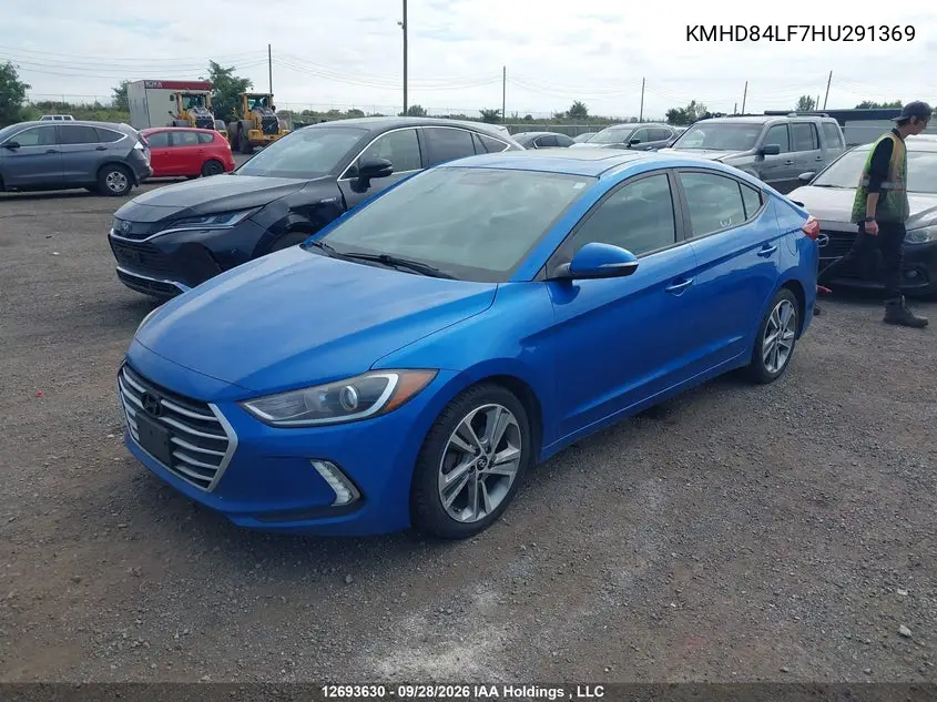 2017 HYUNDAI ELANTRA VIN KMHD84LF7HU291369 — фото 2