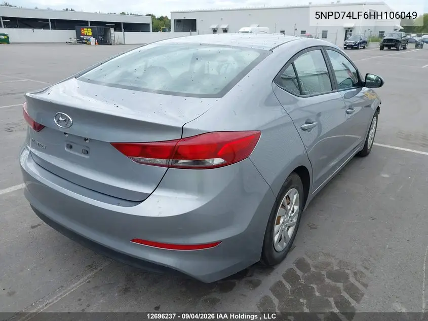 2017 HYUNDAI ELANTRA VIN 5NPD74LF6HH106049 — фото 4
