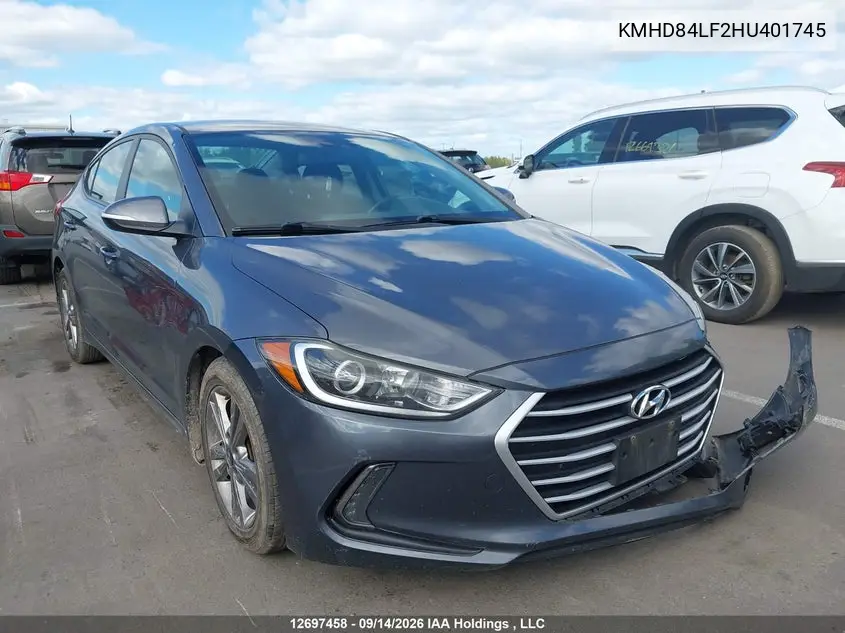 HYUNDAI ELANTRA 2017, VIN KMHD84LF2HU401745