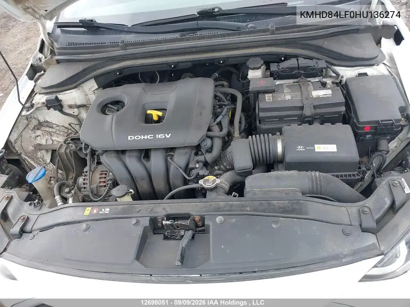 2017 HYUNDAI ELANTRA VIN KMHD84LF0HU136274 — фото 10