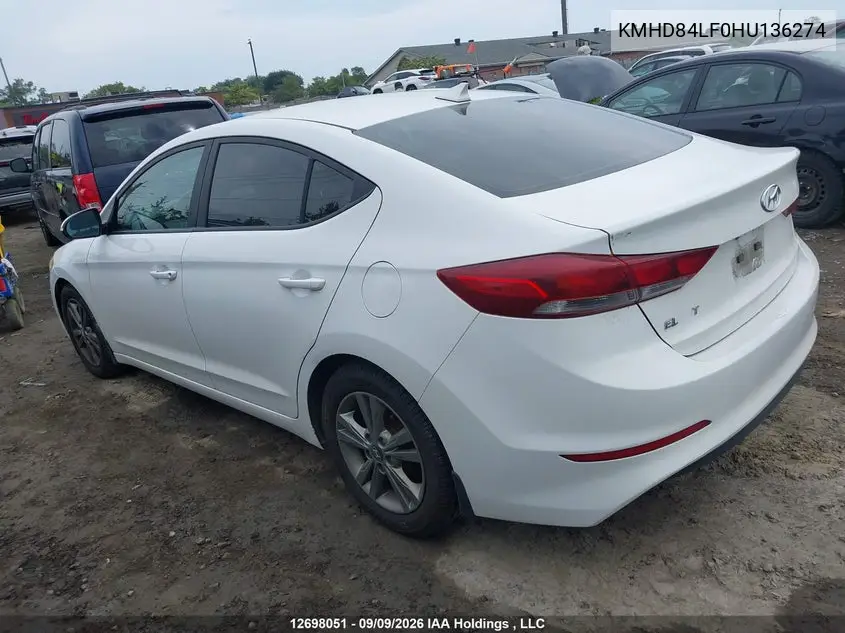 2017 HYUNDAI ELANTRA VIN KMHD84LF0HU136274 — фото 3