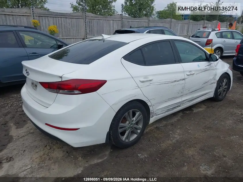 2017 HYUNDAI ELANTRA VIN KMHD84LF0HU136274 — фото 4