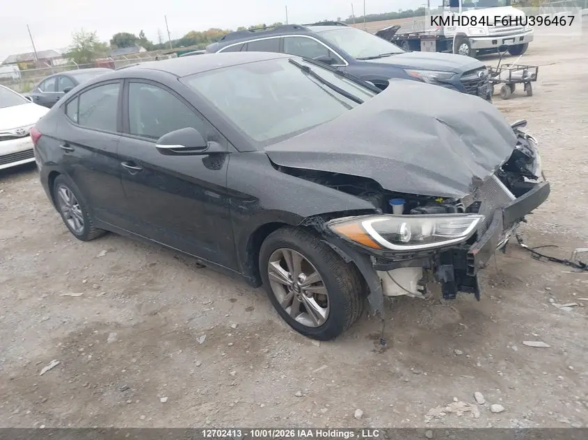 HYUNDAI ELANTRA 2017, VIN KMHD84LF6HU396467