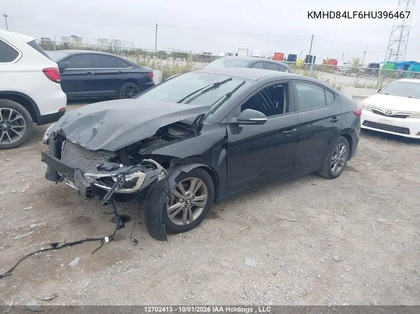 2017 HYUNDAI ELANTRA VIN KMHD84LF6HU396467 — фото 2