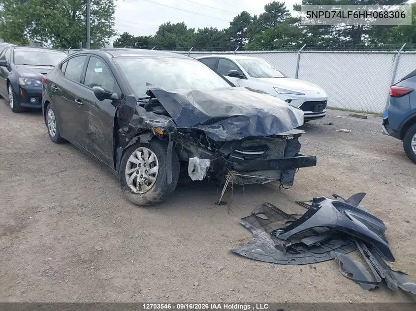 HYUNDAI ELANTRA 2017, VIN 5NPD74LF6HH068306