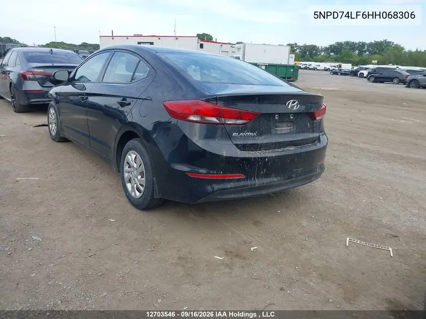 2017 HYUNDAI ELANTRA VIN 5NPD74LF6HH068306 — фото 3