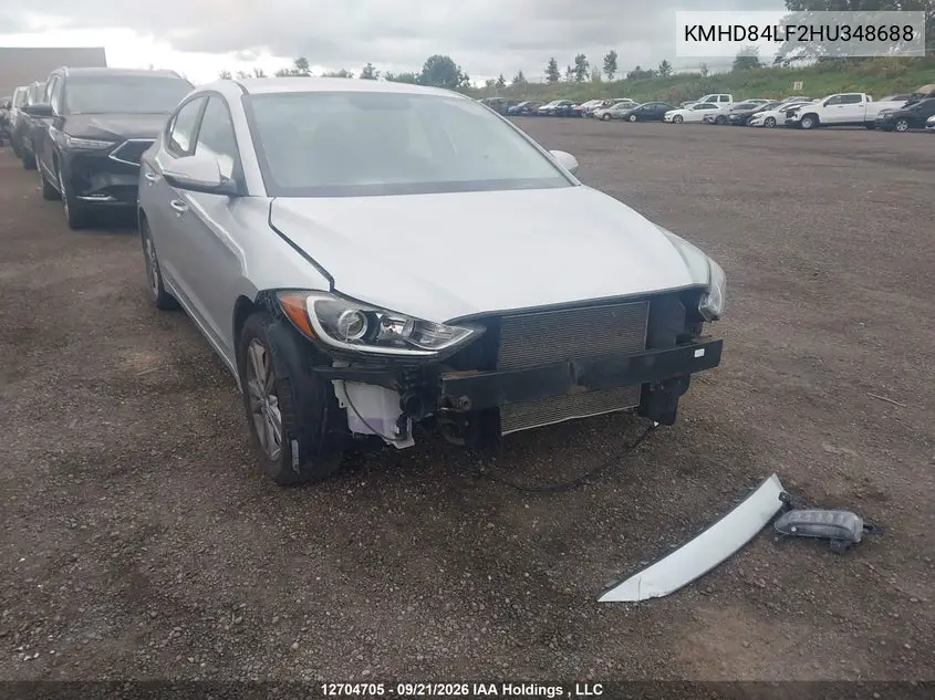 HYUNDAI ELANTRA 2017, VIN KMHD84LF2HU348688