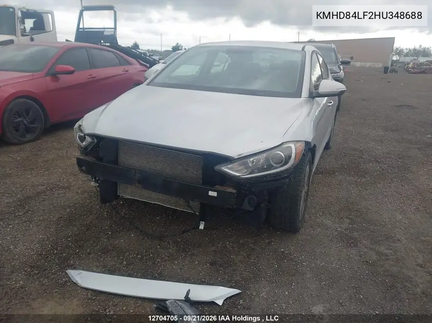 2017 HYUNDAI ELANTRA VIN KMHD84LF2HU348688 — фото 2