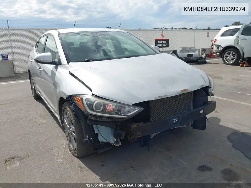 HYUNDAI ELANTRA 2017, VIN KMHD84LF2HU339974