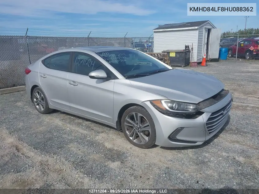 HYUNDAI ELANTRA 2017, VIN KMHD84LF8HU088362