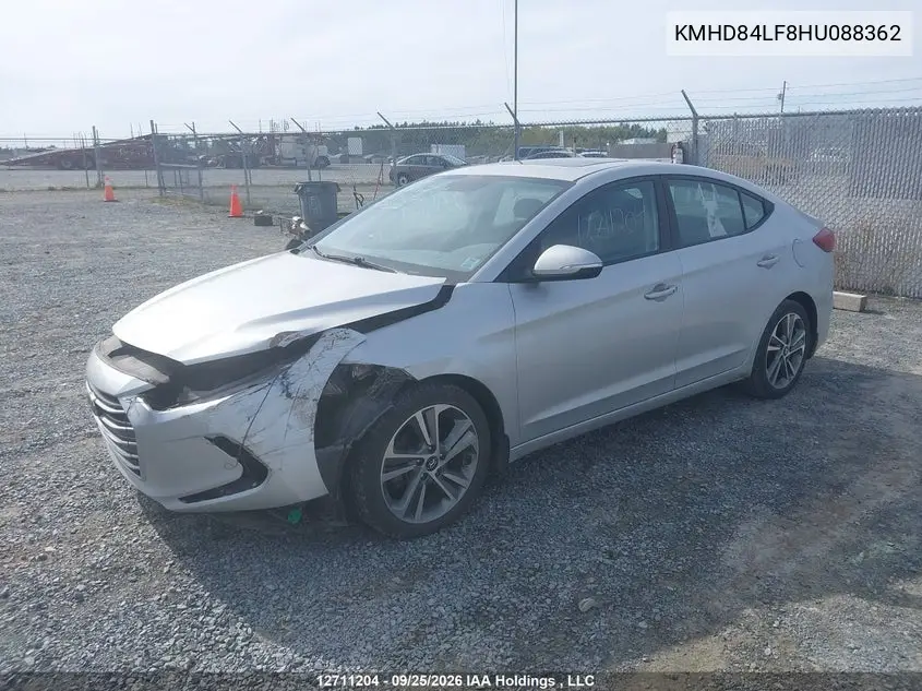 2017 HYUNDAI ELANTRA VIN KMHD84LF8HU088362 — фото 2