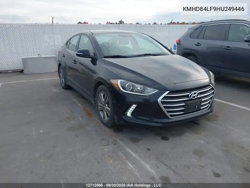 HYUNDAI ELANTRA 2017, VIN KMHD84LF9HU249446
