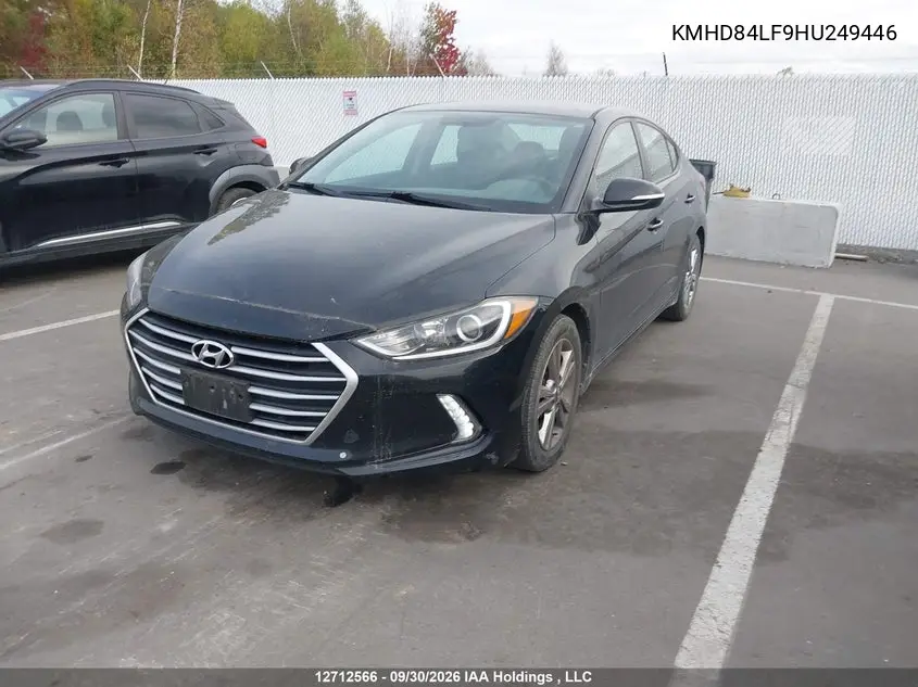 2017 HYUNDAI ELANTRA VIN KMHD84LF9HU249446 — фото 2