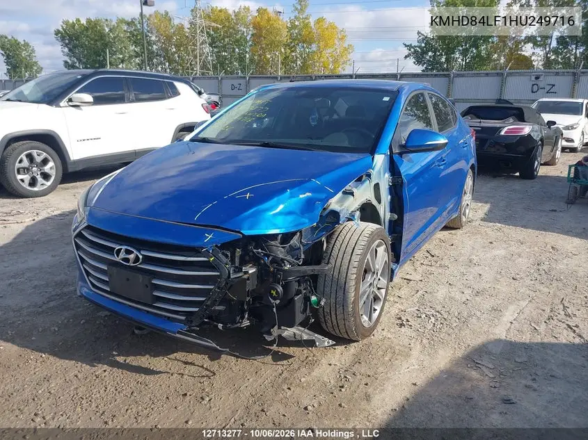 2017 HYUNDAI ELANTRA VIN KMHD84LF1HU249716 — фото 2