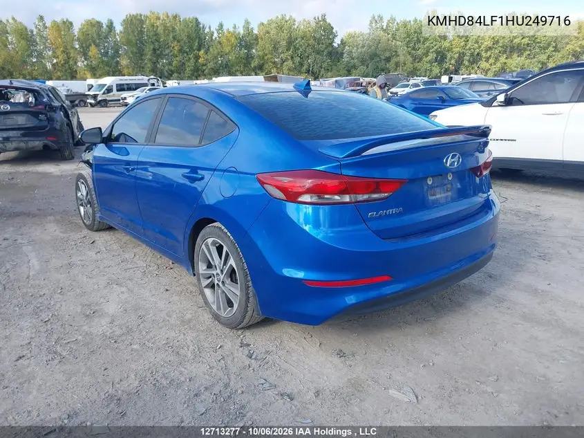 2017 HYUNDAI ELANTRA VIN KMHD84LF1HU249716 — фото 3