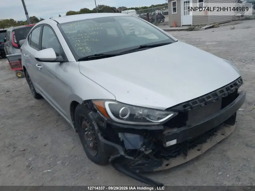 HYUNDAI ELANTRA 2017, VIN 5NPD74LF2HH144989