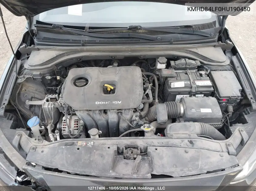 2017 HYUNDAI ELANTRA VIN KMHD84LF0HU190450 — фото 10