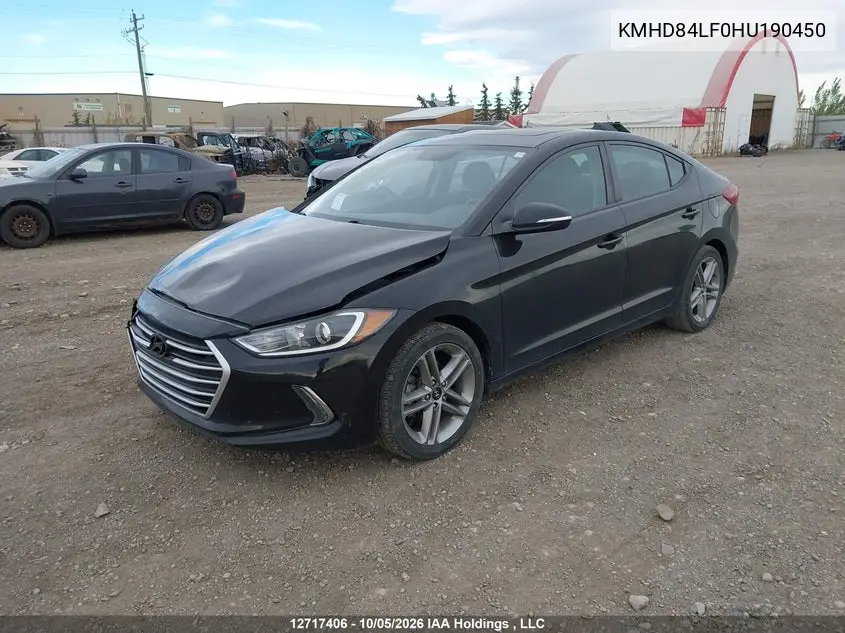 2017 HYUNDAI ELANTRA VIN KMHD84LF0HU190450 — фото 2