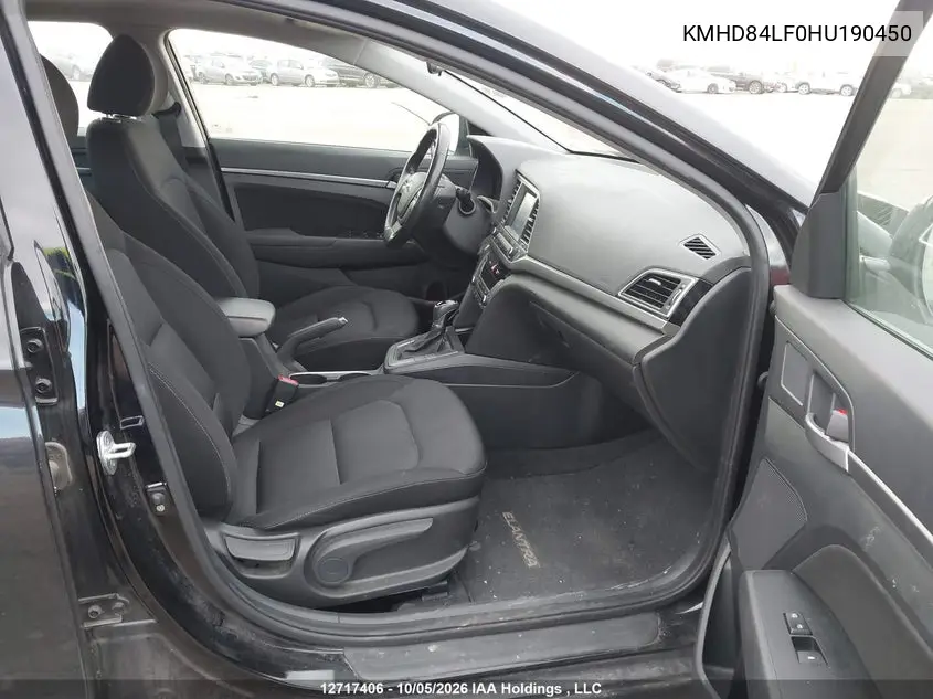2017 HYUNDAI ELANTRA VIN KMHD84LF0HU190450 — фото 5