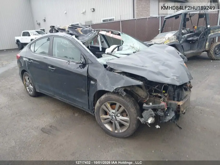 HYUNDAI ELANTRA 2017, VIN KMHD84LF2HU189249