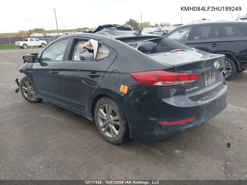 2017 HYUNDAI ELANTRA VIN KMHD84LF2HU189249 — фото 3