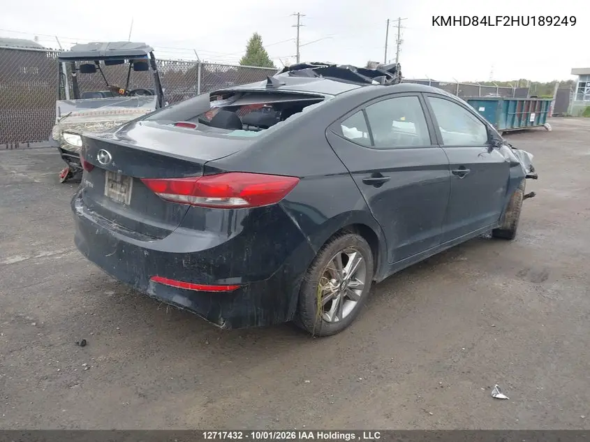 2017 HYUNDAI ELANTRA VIN KMHD84LF2HU189249 — фото 4