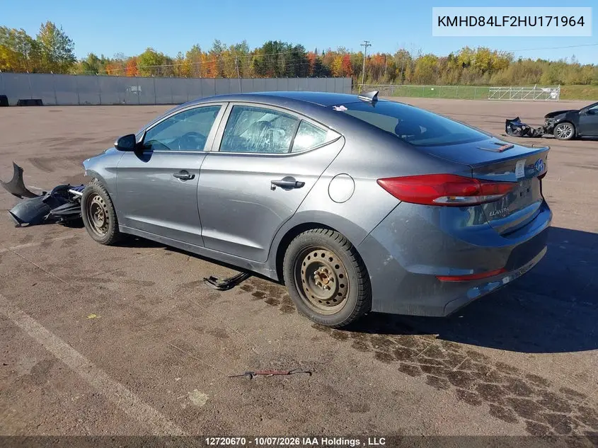 2017 HYUNDAI ELANTRA VIN KMHD84LF2HU171964 — фото 3