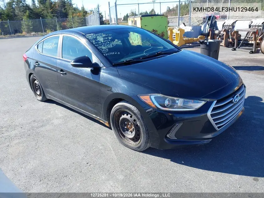 HYUNDAI ELANTRA 2017, VIN KMHD84LF3HU129464