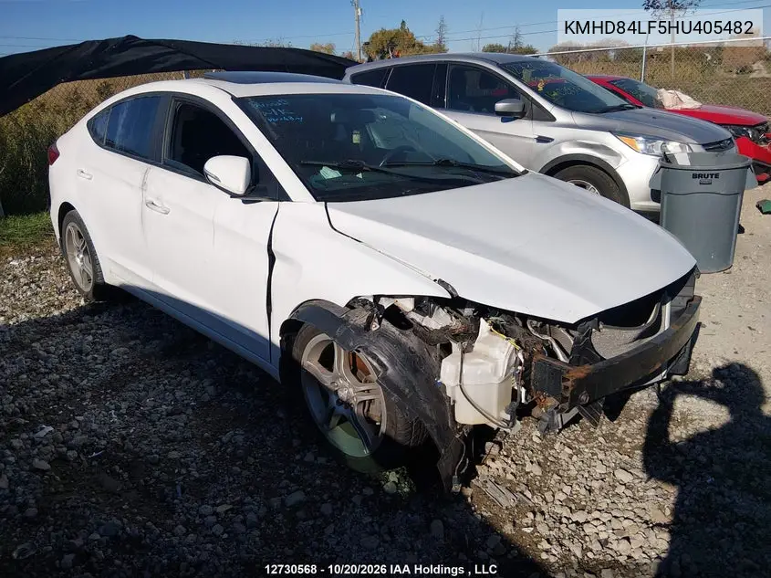 HYUNDAI ELANTRA 2017, VIN KMHD84LF5HU405482