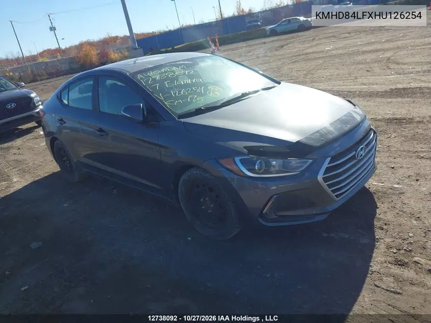 HYUNDAI ELANTRA 2017, VIN KMHD84LFXHU126254