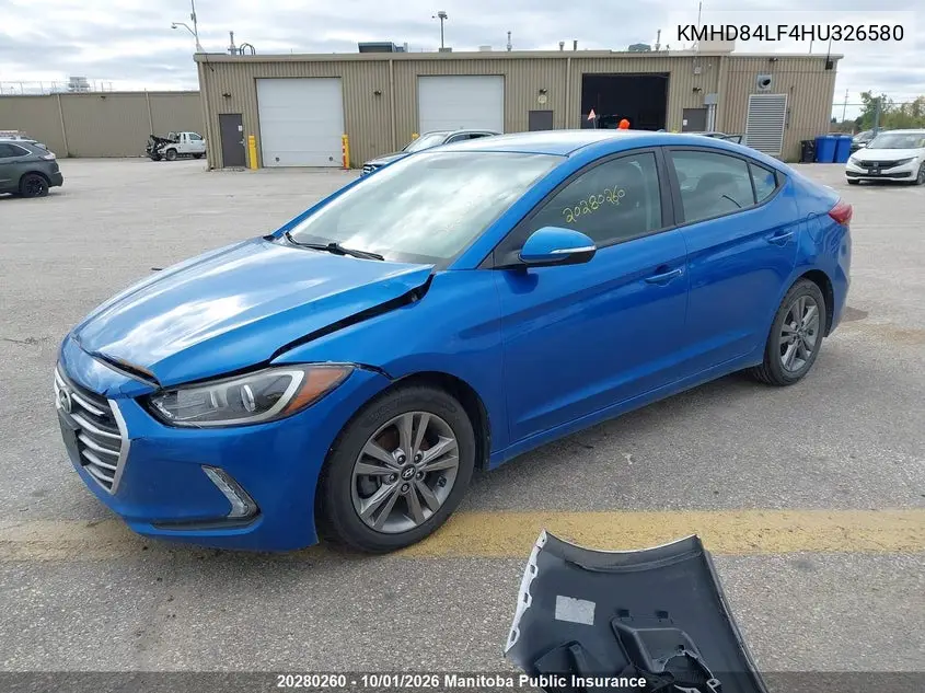 2017 HYUNDAI ELANTRA VIN KMHD84LF4HU326580 — фото 2