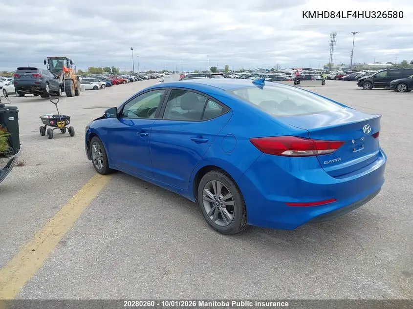 2017 HYUNDAI ELANTRA VIN KMHD84LF4HU326580 — фото 3