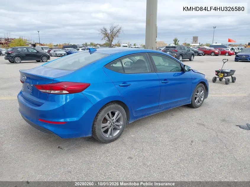 2017 HYUNDAI ELANTRA VIN KMHD84LF4HU326580 — фото 4