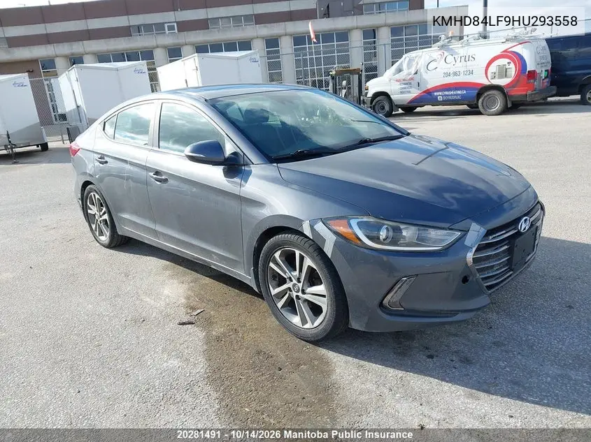 HYUNDAI ELANTRA 2017, VIN KMHD84LF9HU293558