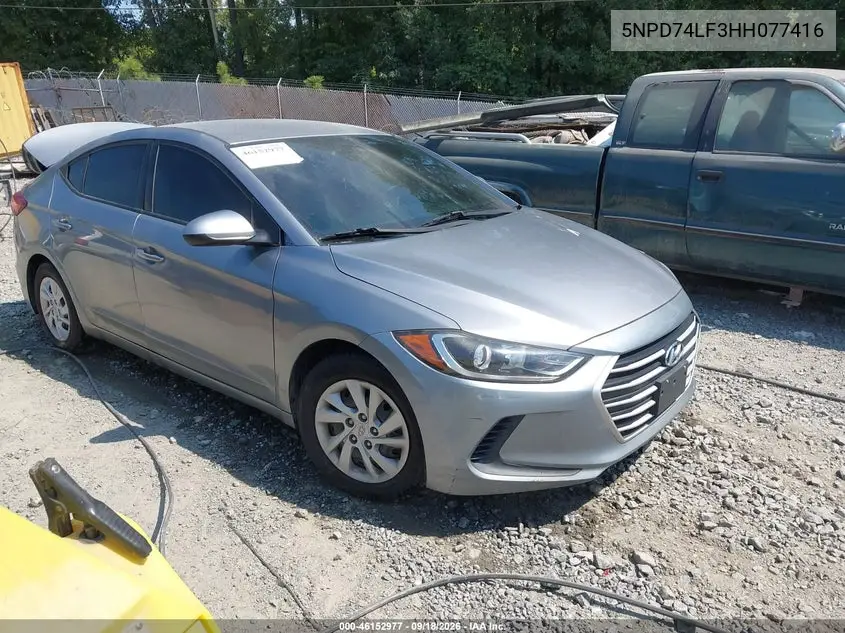 HYUNDAI ELANTRA 2017, VIN 5NPD74LF3HH077416