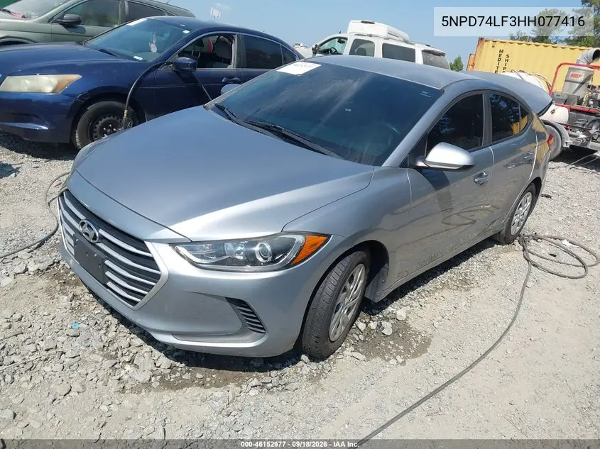 2017 HYUNDAI ELANTRA VIN 5NPD74LF3HH077416 — фото 2