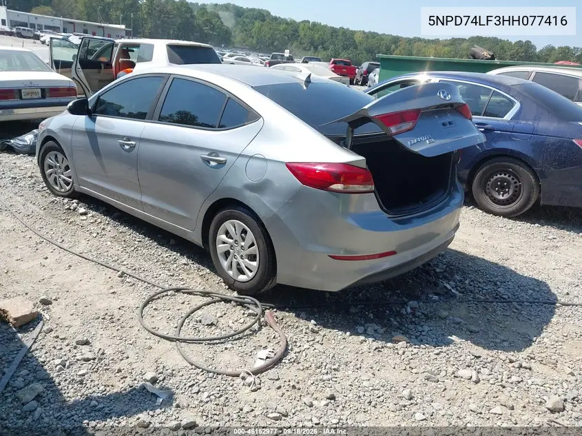2017 HYUNDAI ELANTRA VIN 5NPD74LF3HH077416 — фото 3