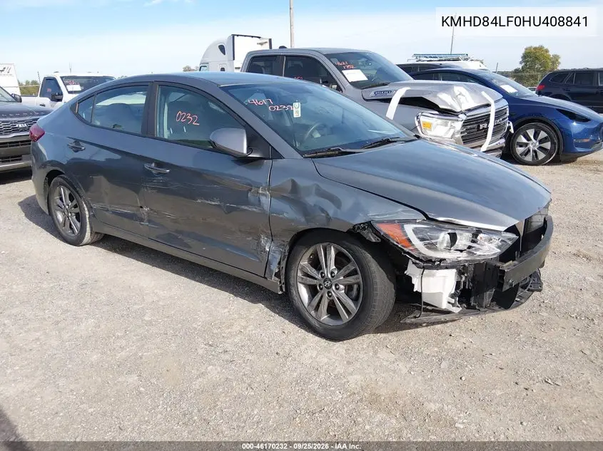 HYUNDAI ELANTRA 2017, VIN KMHD84LF0HU408841