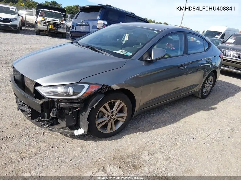 2017 HYUNDAI ELANTRA VIN KMHD84LF0HU408841 — фото 2