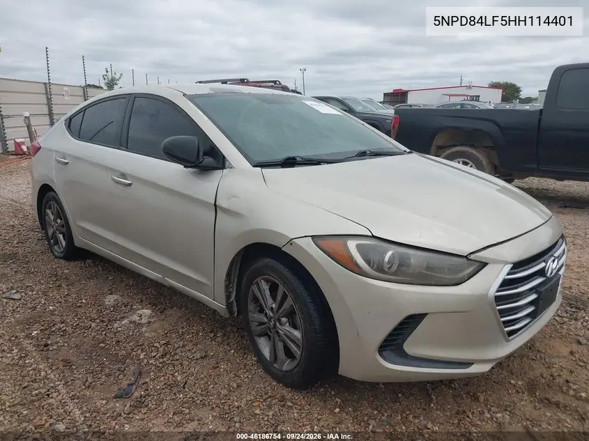 HYUNDAI ELANTRA 2017, VIN 5NPD84LF5HH114401
