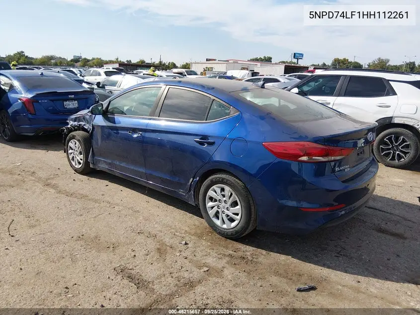 2017 HYUNDAI ELANTRA VIN 5NPD74LF1HH112261 — фото 3