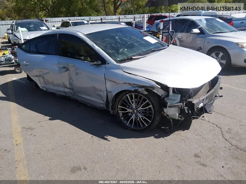 HYUNDAI ELANTRA 2017, VIN KMHD04LB4HU358143