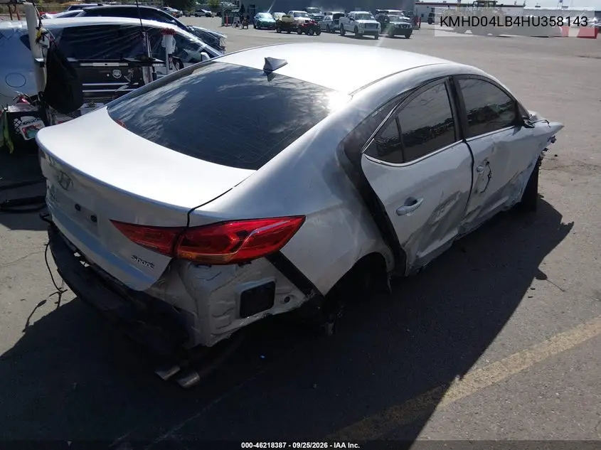 2017 HYUNDAI ELANTRA VIN KMHD04LB4HU358143 — фото 4