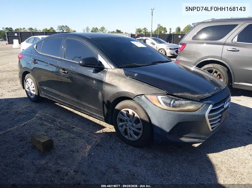 HYUNDAI ELANTRA 2017, VIN 5NPD74LF0HH168143
