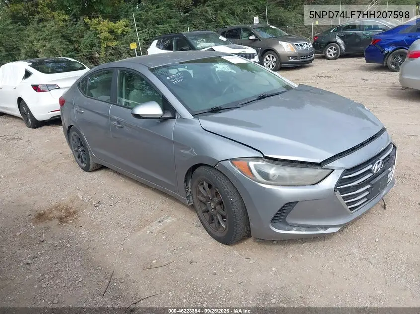 HYUNDAI ELANTRA 2017, VIN 5NPD74LF7HH207598