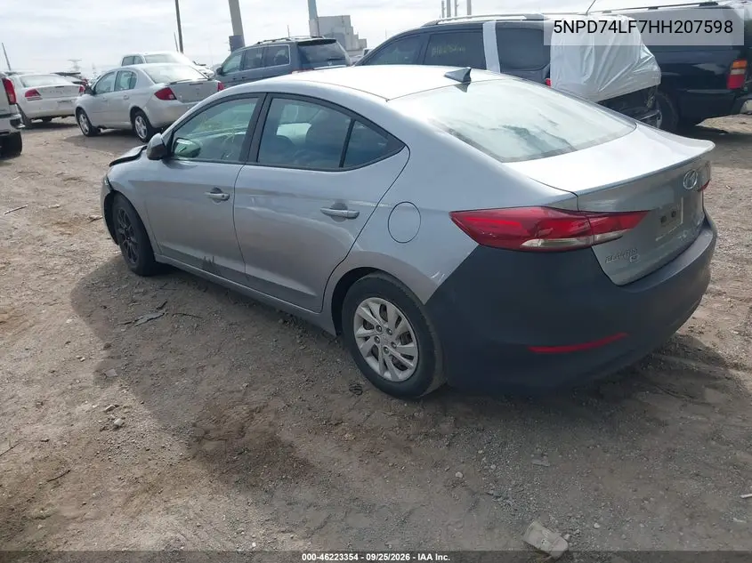 2017 HYUNDAI ELANTRA VIN 5NPD74LF7HH207598 — фото 3