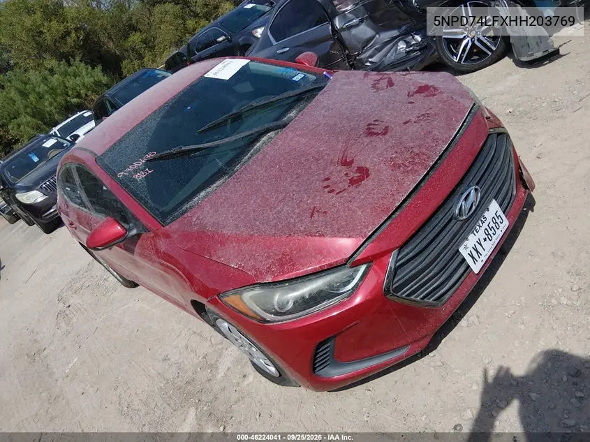 HYUNDAI ELANTRA 2017, VIN 5NPD74LFXHH203769