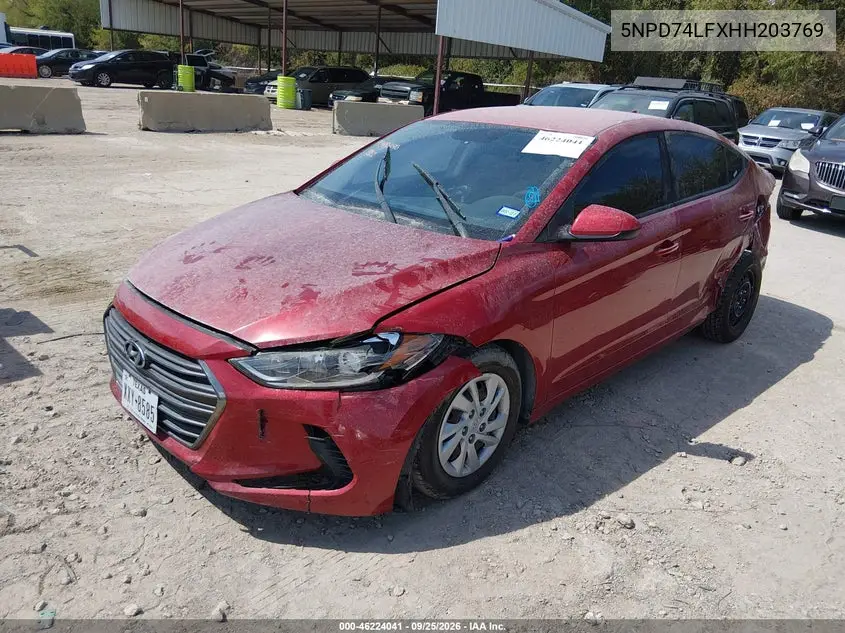 2017 HYUNDAI ELANTRA VIN 5NPD74LFXHH203769 — фото 2